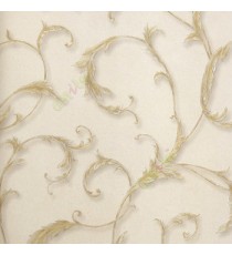 Gold white grey color beautiful traditional long branches support swirls texture background flower buds leaf pattern home décor wallpaper