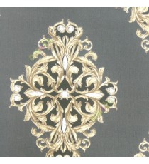 Black white brown color traditional big damask design swirls diamonds horizontal lines texture vertical stripes home décor wallpaper
