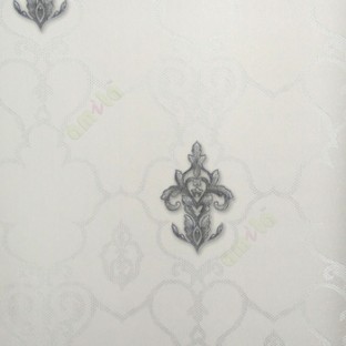 Black grey white silver color traditional small damask pattern complete borders polka dots texture surface carved designs home décor wallpaper