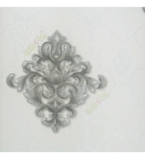 Black grey white silver color big damask traditional damask pattern carved designs texture surface polka dots borders home décor wallpaper