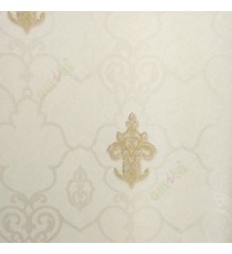 Gold beige cream color traditional small damask pattern complete borders polka dots texture surface carved designs home décor wallpaper