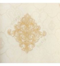 Gold brown cream color big damask traditional damask pattern carved designs texture surface polka dots borders home décor wallpaper