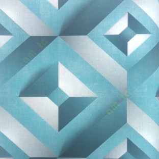 Blue grey color geometric patterns big size multilayer square 3D designs texture surface diamond shapes dice home décor wallpaper