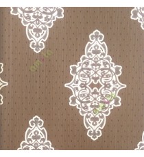 Dark chocolate brown beige color traditional damask pattern vertical stripes small texture polka dots swirls small dots home décor wallpaper