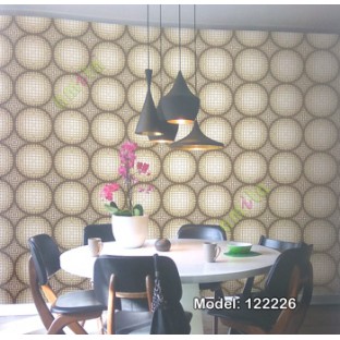 Black grey cream color geometric big circles with 3D small circle shadows texture surface scratches home décor wallpaper