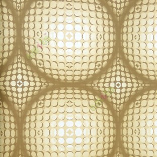 Brown cream gold color geometric big circles with 3D small circle shadows texture surface scratch home décor wallpaper