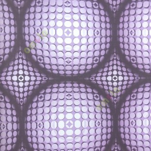 Purple cream black color geometric big circles with 3D small circle shadows texture surface scratch home décor wallpaper