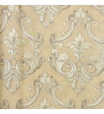 Brown cream silver color traditional designs swirl pattern texture background thin carved lines home décor wallpaper