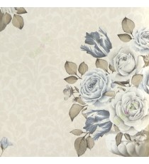 Beautiful blue white brown grey color natural bunch of roses leaf in flower vase floral texture background self design wallpaper