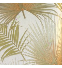 Green cream silver orange color natural big leaf and long leaf wild plant fan plam patterns texture finished wallpaper