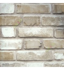 Natural cream beige brown grey color brick finished wall with concrete horizontal brick slats wallpaper