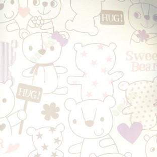 White blue purple grey pink color teddy bear flower star sweet bear hug polka dots love kids wallpaper