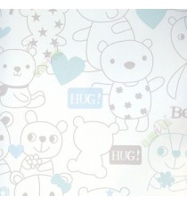 Blue white grey color teddy bear flower star sweet bear hug polka dots love kids wallpaper