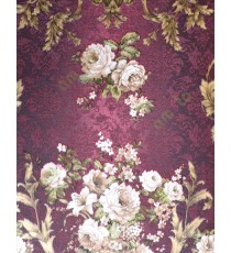 Maroon white green black gold beautiful natural floral flower design home décor wallpaper for walls
