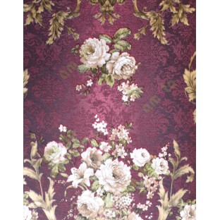 Maroon white green black gold beautiful natural floral flower design home décor wallpaper for walls