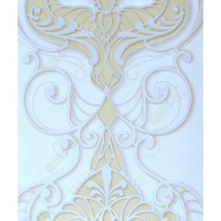 Yellow white silver brown colour contemporary damask design home décor wallpaper for walls