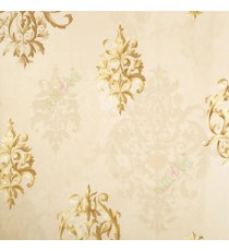 Gold cream silver color traditional texture designs caved lines solid texture background big and small damask patterns wallpaper