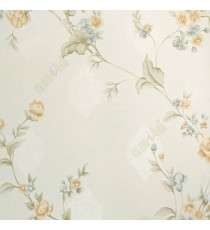Blue green grey color beautiful floral designs small flowers carved leaves flower buds damask pattern texture home décor wallpaper