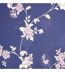 Blue beige orange pink color beautiful floral designs small flowers carved leaves flower buds damask pattern texture home décor wallpaper