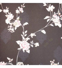 Dark black orange pink beige grey color beautiful floral designs small flowers carved leaves flower buds damask pattern texture home décor wallpaper