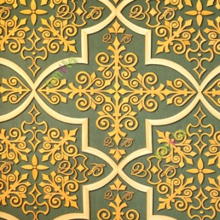 Gold green beige color traditional moroccan pattern circles texture surface vertical thin lines diamonds home décor wallpaper
