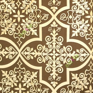 Dark chocolate brown gold black color traditional moroccan pattern circles texture surface vertical thin lines diamonds home décor wallpaper