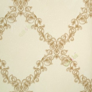 Cream brown grey color traditional designs texture surface floral crossing chain decorative swirls home décor wallpaper