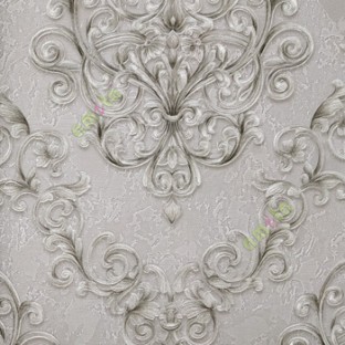 Grey black gold color traditional designs texture surface floral damask pattern swirls carved lines home décor wallpaper