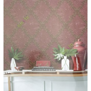 Red gold black color traditional designs texture surface floral crossing chain decorative swirls home décor wallpaper