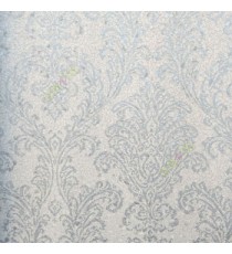 Silver cream color traditional self design damask pattern texture finished cork material finished small dots home décor wallpaper