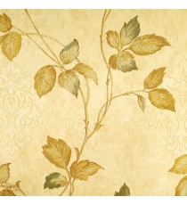 Gold blue color beautiful natural floral hanging leaf with texture finished traditional damask designs backgrounds embossed patterns wallpaper