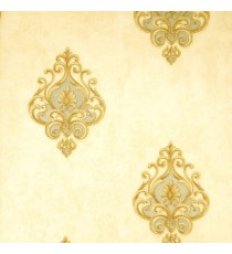 Golden color background with grey brown color traditional designs embossed pattern concrete finished surface wallpaper