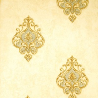 Golden color background with grey brown color traditional designs embossed pattern concrete finished surface wallpaper