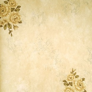 Golden color texture finished background with beautiful brown green grey finished rose flower leaves embossed pattern swirls base design wallpaper