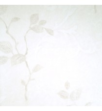 Cream color texture finished background with natural carved hanging long plants leaf traditional design wallpaper