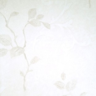 Cream color texture finished background with natural carved hanging long plants leaf traditional design wallpaper