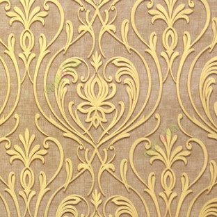 Gold brown color beautiful big damask design texture surface floral swirls clear pattern grant look home décor wallpaper