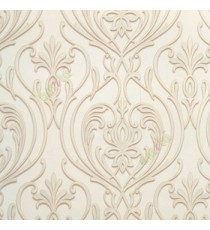 Beige gold brown color beautiful big damask design texture surface floral swirls clear pattern grant look home décor wallpaper