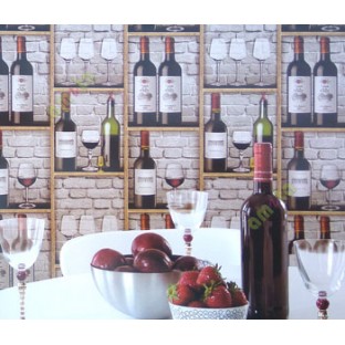 Red black white color natural stone brick wall claddings wooden frames wine vin de bordeaux wine glass home décor wallpaper