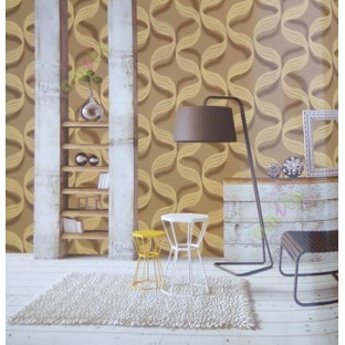 Brown gold silver color vertical flowing smoke lines traditional wave ogee design trendy layers snake skin pattern background texture finished home décor wallpaper
