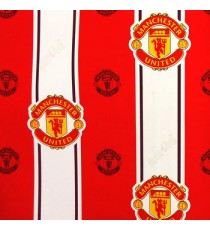 Red yellow black color manchester football club logo vertical bold and pencil stipes teenage designs home décor wallpaper