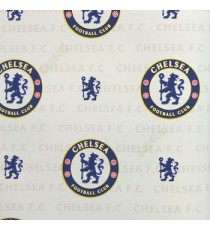 Red yellow black color Chelsea football club logo flower circles blue devils Chelsea club name in background teenage designs home décor wallpaper