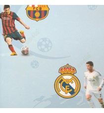 Yellow black white blue red color playing football Messi real Madrid logo crown Ronaldo Barcelona FCB texture background home décor wallpaper