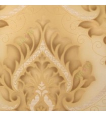 Gold cream grey brown color beautiful big size damask design floral swirls embossed finished small dots carved designs home décor wallpaper