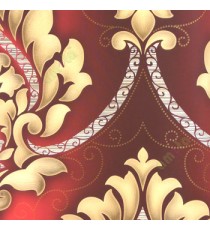 Red gold brown beige color beautiful big size damask design floral swirls embossed finished small dots carved designs home décor wallpaper