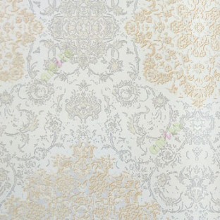 Gold grey beige cream color traditional digital designs flower damask swirls floral patterns embossed finished carved texture look water jelly design wallpaper