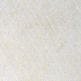 Traditional Beige gold color ogee pattern with texture embossed designs line wallpaper