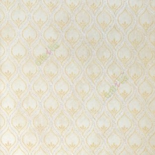 Traditional gold beige color ogee pattern with texture embossed designs line wallpaper
