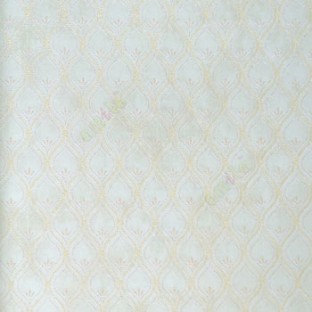 Traditional blue gold white color ogee pattern with texture embossed designs line wallpaper