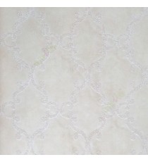 Traditional beige gold color damask pattern embossed designs texture finished surface swirl lines border wallpaper